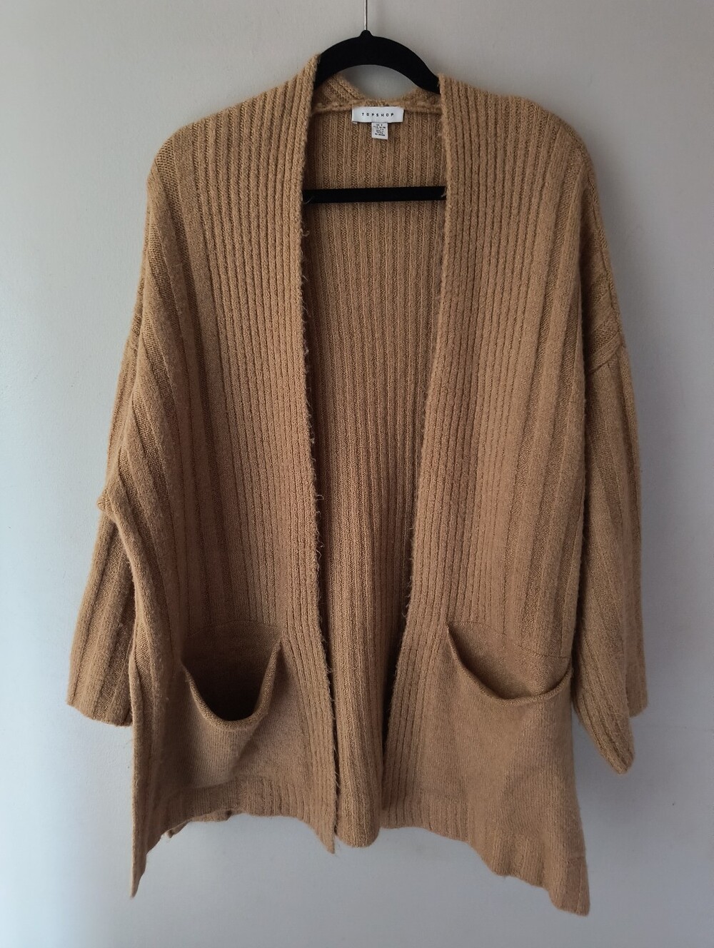 Topshop Tan Oversized Open Cardigan Size Small
